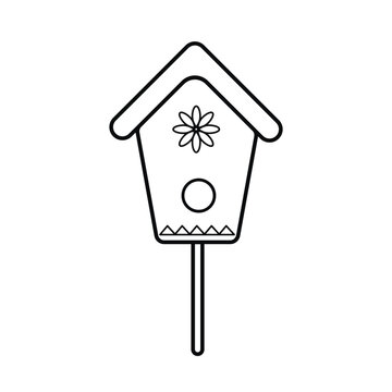recommend clip art: Birdhouse icon. Vector outline drawing.  