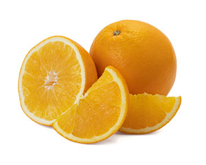 Ripe orange isolated on white background Clipping Path