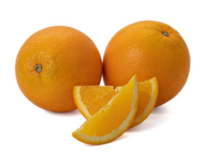 Ripe orange isolated on white background Clipping Path