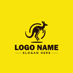 Fototapeta premium Kangaroo logo and icon symbol clean flat modern minimalist logo design editable vector
