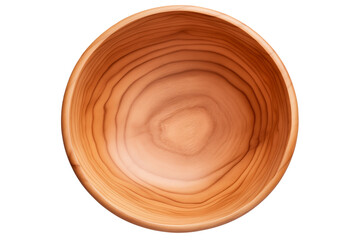 Empty wooden bowl on transparent background, top view