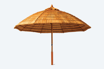 Bamboo beach umbrella isolated on white. Clipping Path included.