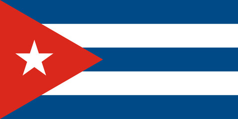 Close-up of red, blue and white national flag of country of Cuba with white star. Illustration made February 24th, 2024, Zurich, Switzerland. - obrazy, fototapety, plakaty