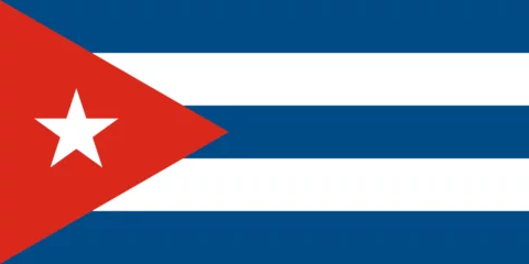 Fotobehang Close-up of red, blue and white national flag of country of Cuba with white star. Illustration made February 24th, 2024, Zurich, Switzerland. © Michael Derrer Fuchs