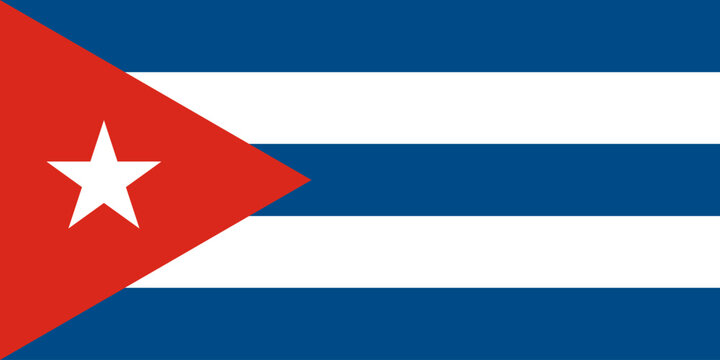Close-up of red, blue and white national flag of country of Cuba with white star. Illustration made February 24th, 2024, Zurich, Switzerland.