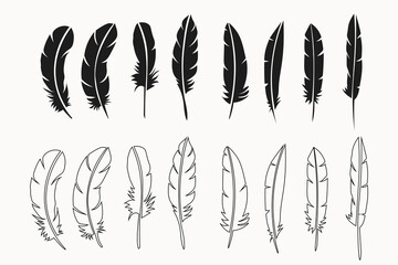 feather icon or feather silhouette in vector