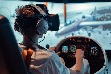 3d Virtual reality training for pilots simulating flights in detailed cockpits realistic and educational
