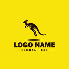 Kangaroo logo and icon symbol clean flat modern minimalist logo design editable vector