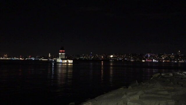 Walking past the Maidens Tower at Night