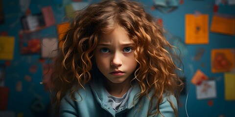 Upset child with digital features centered professional photo copy space. Concept Upset Child, Digital Features, Professional Photo, Centered, Copy Space