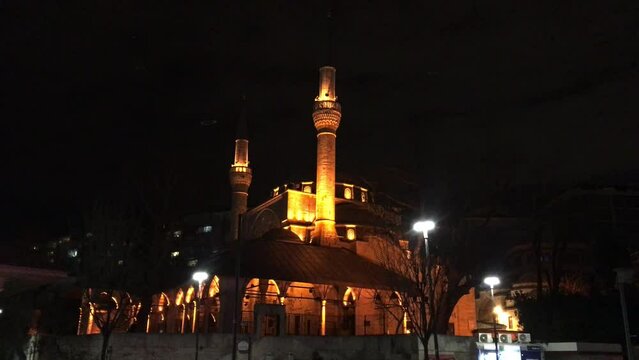 The exterior of Mihrimah Sultan Mosque at Night