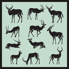 set of animals silhouettes, African Antelope Silhouettes set