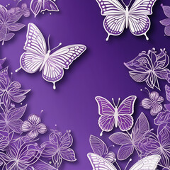 Fototapeta premium Flowers and butterflies of various colors (tiles, tablecloths, stickers, handkerchiefs, wallpaper, stamps) 다양한색상의 꽃 과 나비 (타일,식탁보,스티커,손수건,벽지, 도장) Generative AI