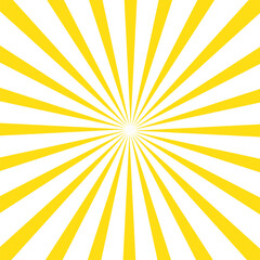 Sun ray radial vector background yellow burst shine beam design. Orange retro sunburst background