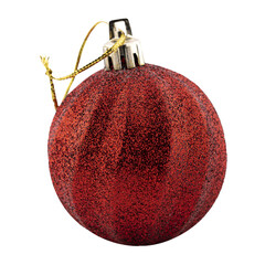 Red Christmas decoration glitter ball, graphic element isolated on a transparent background 