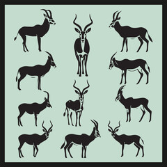 deer silhouettes collection, African Antelope Silhouettes set