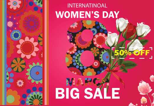 International women's day sale poster 8 march post Vector Image