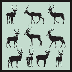 deer silhouettes set, African Antelope Silhouettes set