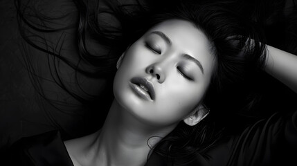 コントラストの美 - モノクロに映えるアジア人女性の顔立ち