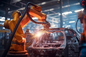 robotics automatic arms machine in factory automotive industrial 