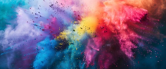 Colorful holi powder blowing up - obrazy, fototapety, plakaty
