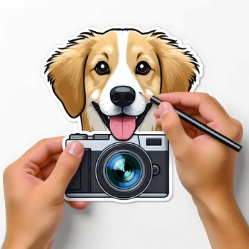 Puppy dog on white background Generative Ai