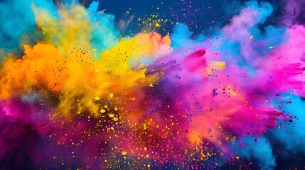Colorful holi powder blowing up