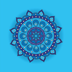 Blue Mandala pattern design on white background