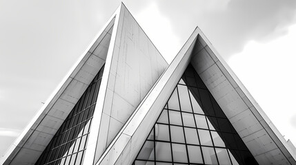 Modern Skyscraper Architecture in Black and White