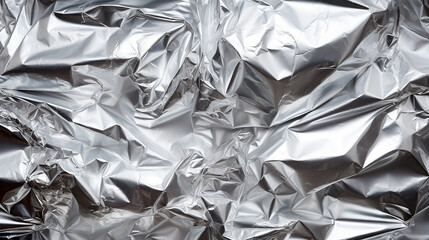 Aluminum foil texture background. Silver crumpled sheet of paper.