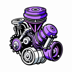 a two stroke engine vector illustration line art