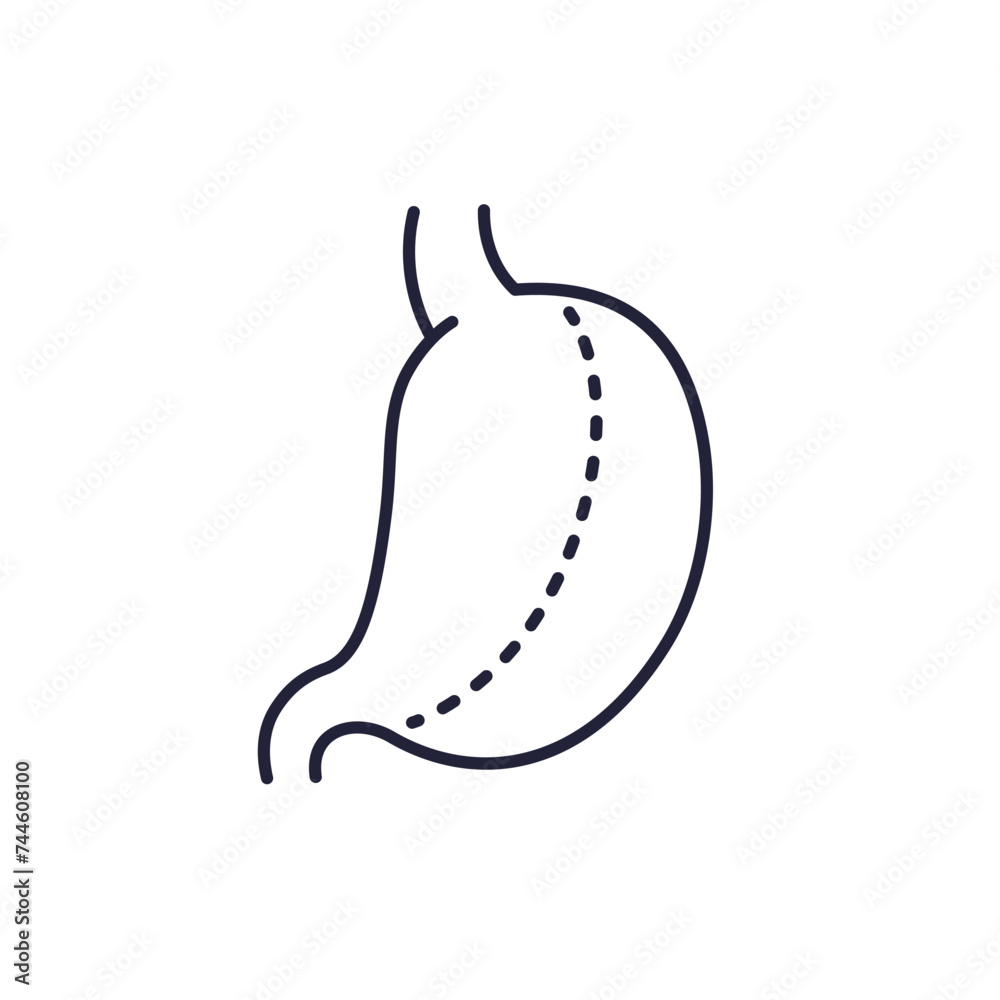 Wall mural gastric sleeve, gastrectomy line icon