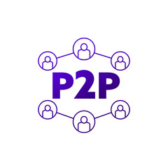 p2p peer-to-peer icon with people on white