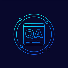QA icon, Quality Assurance linear design