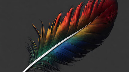 Vibrant Colorful Feathers Floating on a Stylish Black Background