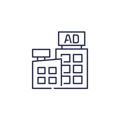 Rooftop advertising icon, line vector
