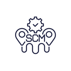 SCM line icon, Supply chain management