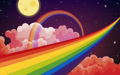 Obraz na płótnie Canvas The Rainbow Sky Colorful Graphic Element Illustrator Wallpaper Background