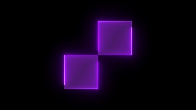 Checkerboard icon glowing neon purple color animation black background