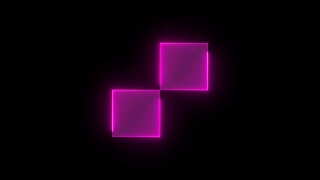Checkerboard icon glowing neon pink color animation black background