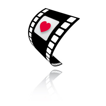 Filmstrip love movie film with heart icon online video stream download