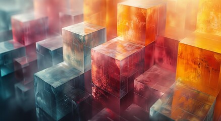A vibrant array of geometric blocks captured in a digital snapshot, creating a mesmerizing display...