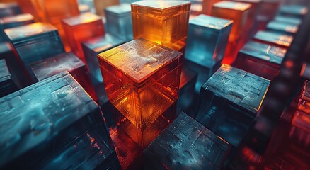 Vibrant blocks come together in a playful display, capturing the eye and igniting the imagination in this captivating screenshot - obrazy, fototapety, plakaty