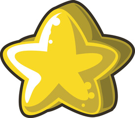 Star Cookie Yellow Frosting game clip art. Reward in the game. Badge for  award game icon. Game vector illustration. Yellow star bitmap isolated. Symbol favorite elements. Cartoon christmas ornament