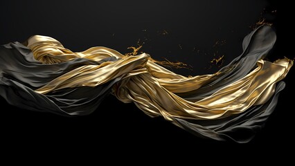 3D Abstract Flowing Metallic Paint Style Background