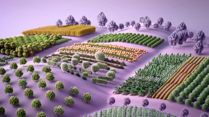 Papier Peint photo Lavable Violet 3d Diverse Farm Landscape  