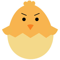 Little angry chick in the egg. Cute cartoon. Happy easter. Vector and illustration. Ready to use. Easy to customize.