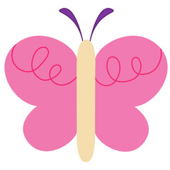 a pink butterfly. Spring season. Vector and illustration. Ready to use. Easy to customize.