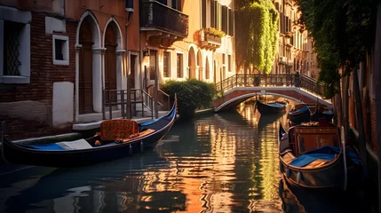Poster Venice, Italy. Panoramic view of the canal with gondolas © I