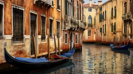 Fototapeta na wymiar Venetian gondolas on the Grand Canal in Venice, Italy